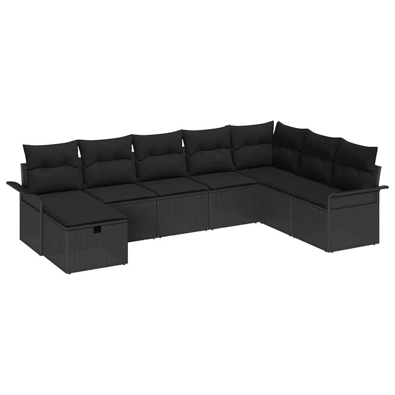 Set de canapele pentru grădină 8 buc. Negru poliratan