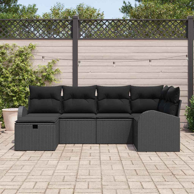 Set de canapea 6 buc. Negru poliratan