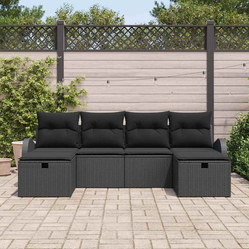 Set de canapea 6 buc. Negru poliratan
