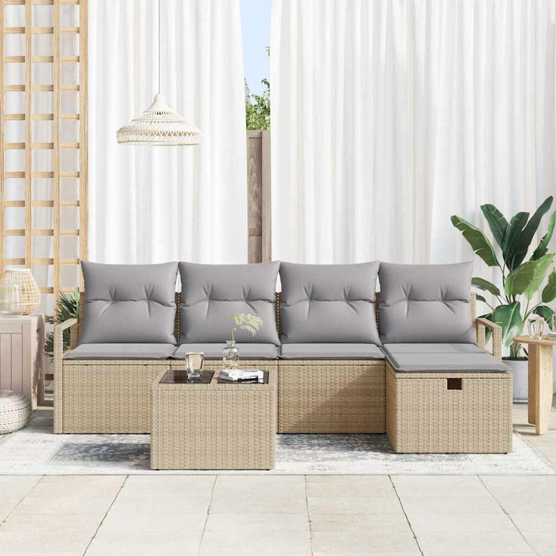 Set de canapea cu pernă Manual Beige și gri deschis poliratan