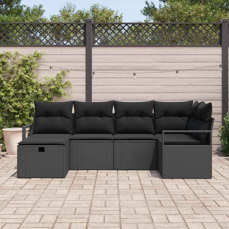 Set de canapea 6 buc. Negru poliratan