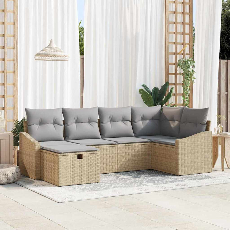 Set de canapea 6 buc. Beige și gri deschis poliratan
