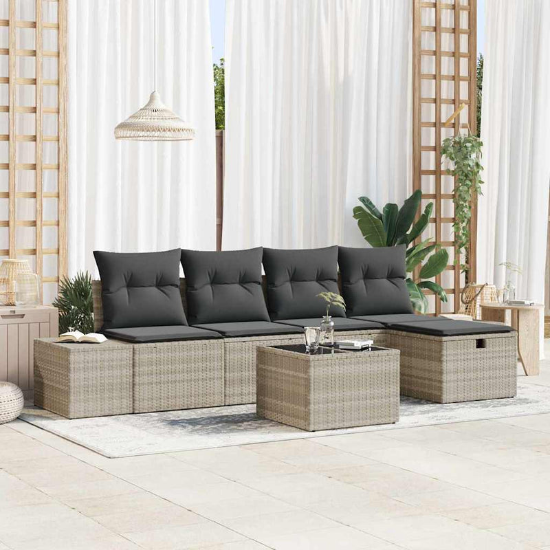 Set de canapele pentru grădină 6 buc. Gri deschis poliratan