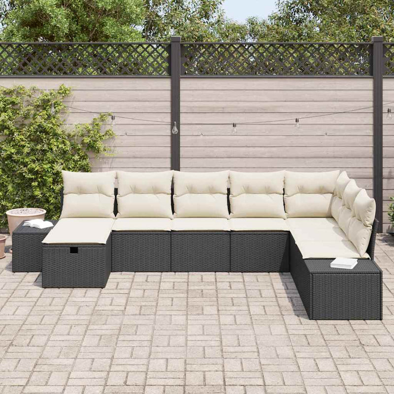 Set de canapele pentru grădină 8 buc. Negru poliratan