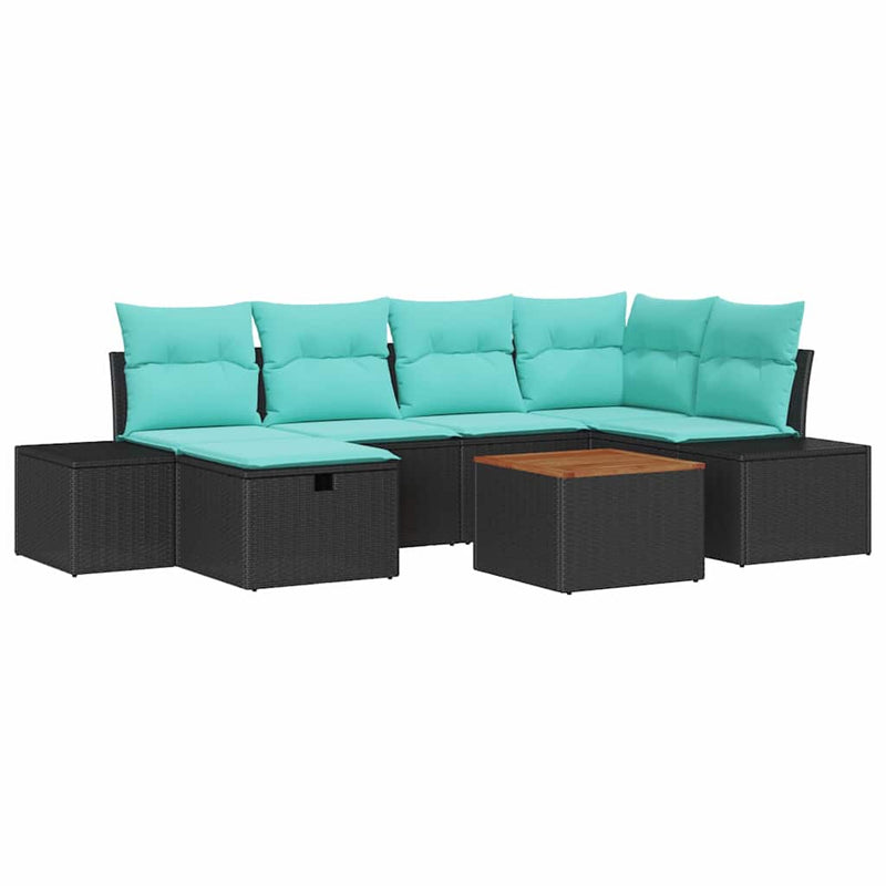 Set de canapele pentru grădină 7 buc. Negru poliratan