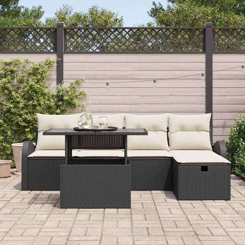 Set de canapele pentru grădină 6 buc. Negru poliratan
