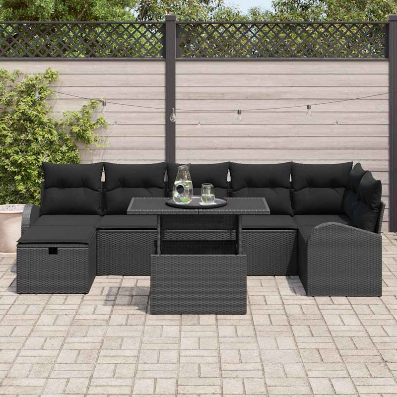 Set de canapele pentru grădină 8 buc. Negru poliratan
