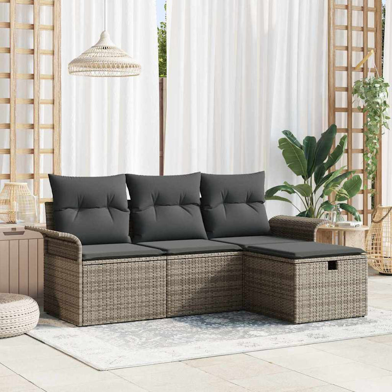 Set de canapele pentru grădină 4 buc. Rattan poli