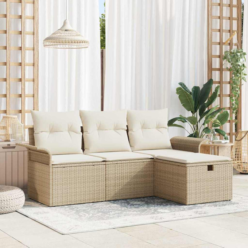 Set de canapele pentru grădină 4 buc. Rattan poli