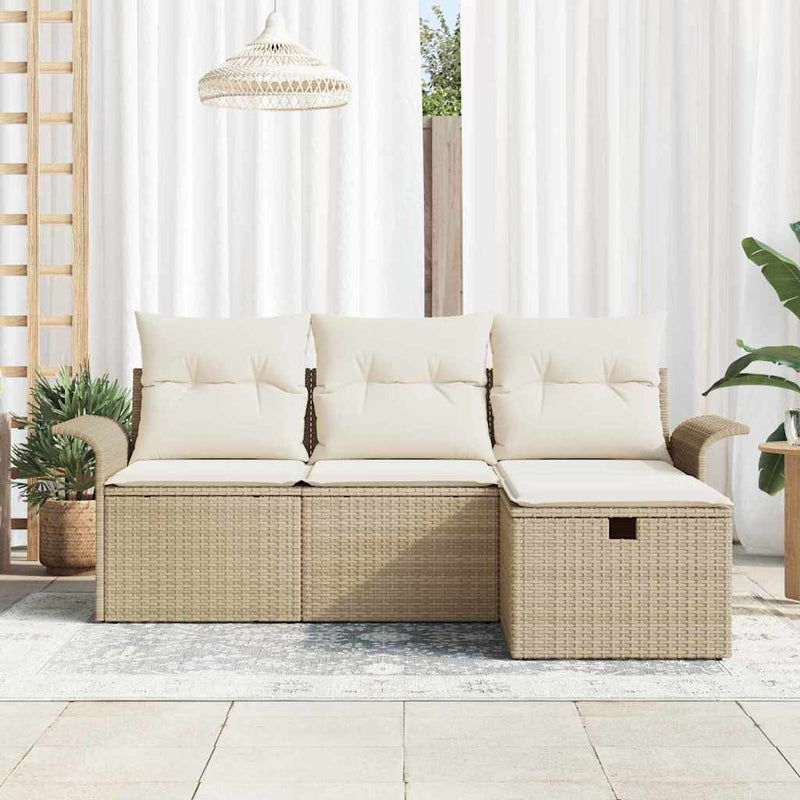 Set de canapele pentru grădină 4 buc. Rattan poli