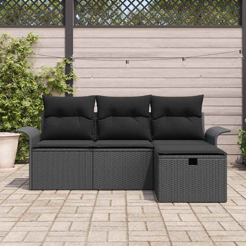 Set de canapele pentru grădină 4 buc. Rattan poli