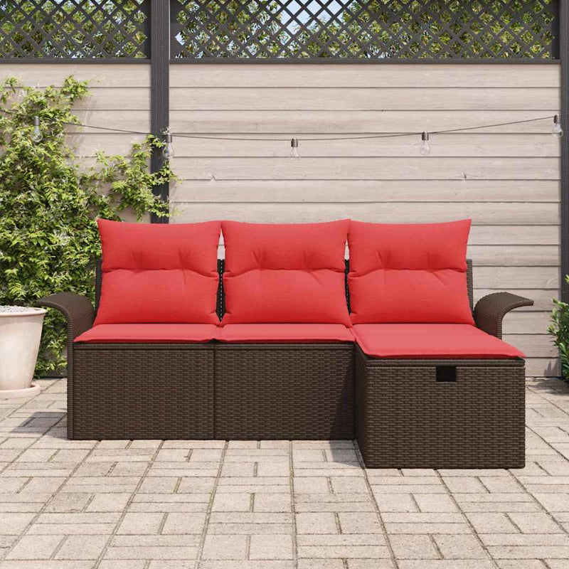 Set de canapele pentru grădină 4 buc. Rattan poli