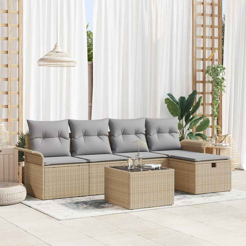 Set de canapele pentru grădină 6 buc. Rattan poli