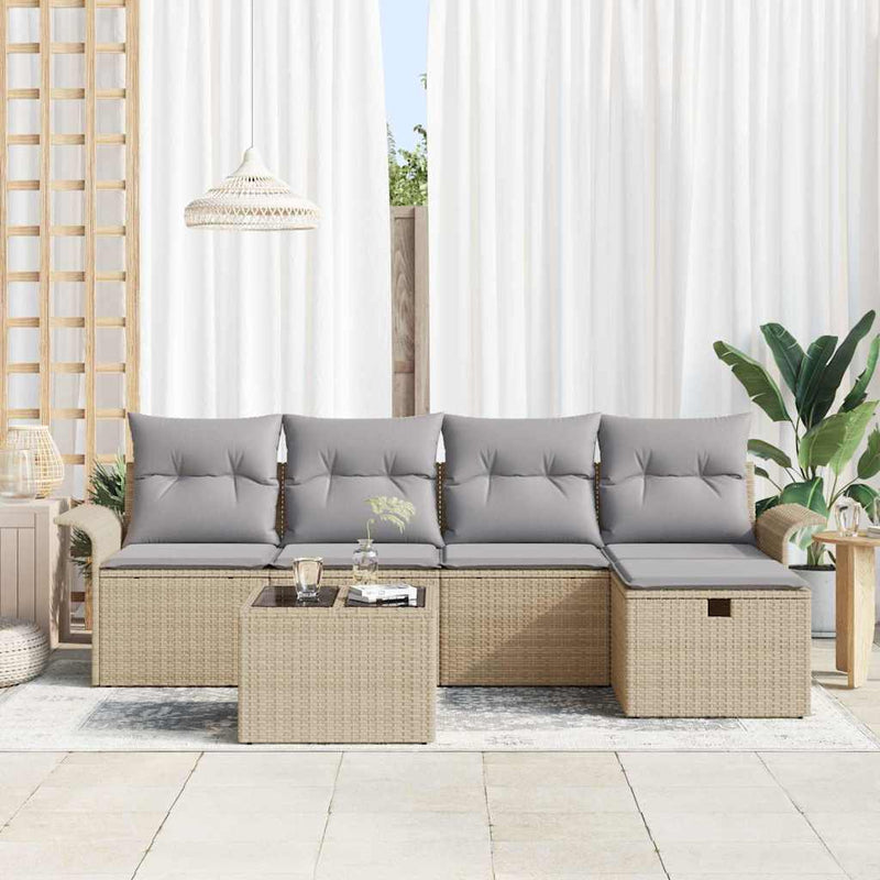 Set de canapele pentru grădină 6 buc. Rattan poli