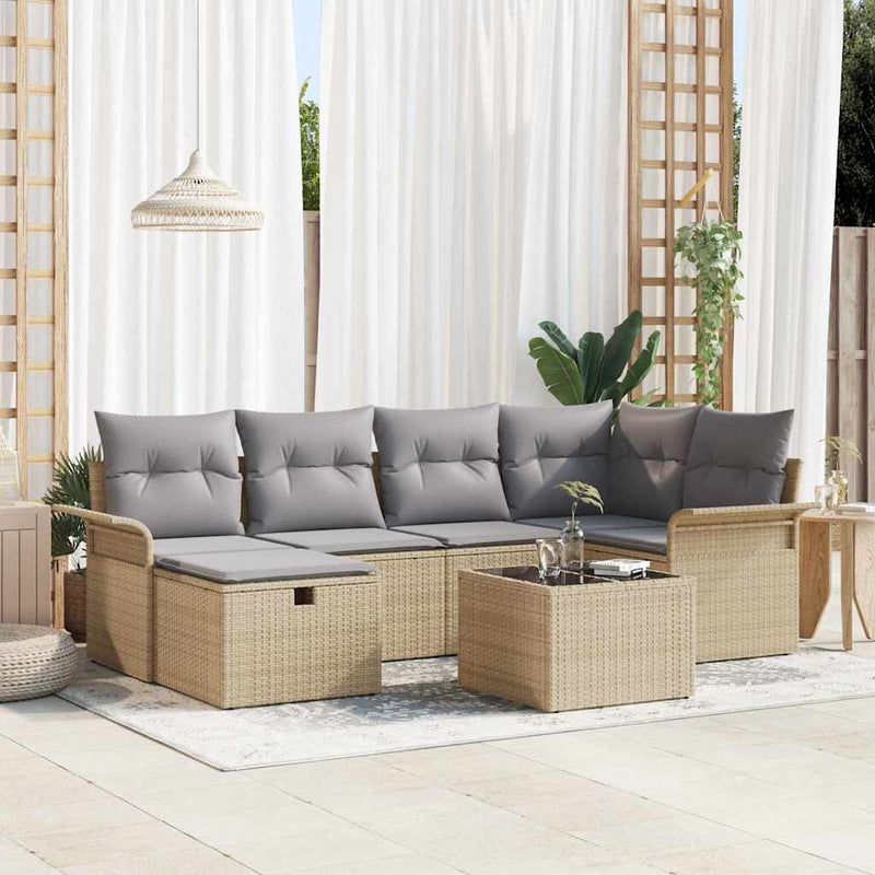 Set de canapele pentru grădină 7 buc. Rattan poli