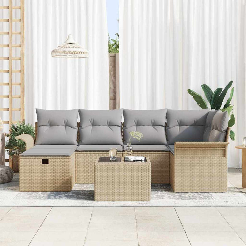 Set de canapele pentru grădină 7 buc. Rattan poli