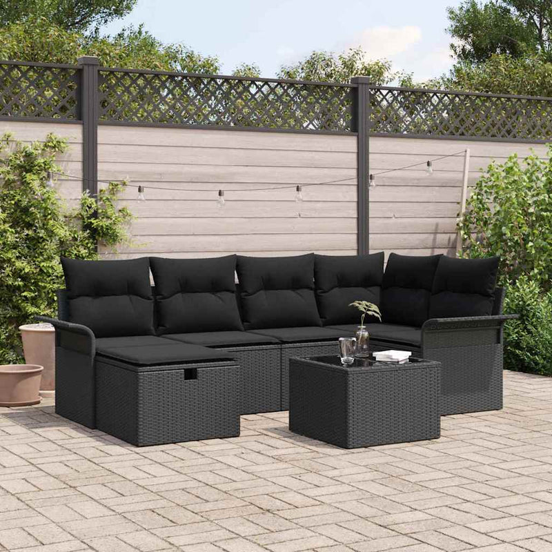 Set de canapele pentru grădină 7 buc. Rattan poli