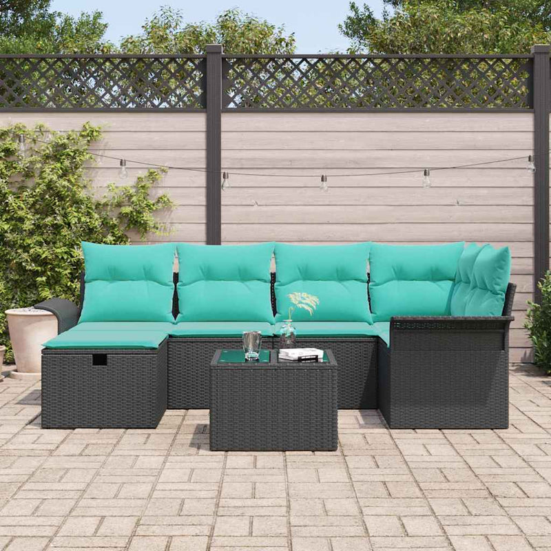 Set de canapele pentru grădină 7 buc. Rattan poli