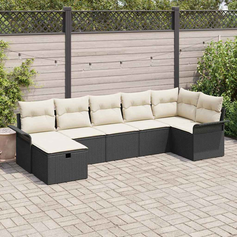 Set de canapele pentru grădină 7 buc. Rattan poli