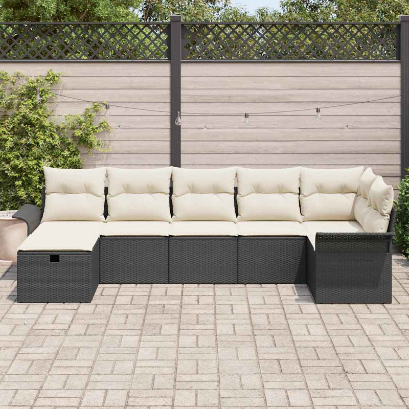 Set de canapele pentru grădină 7 buc. Rattan poli