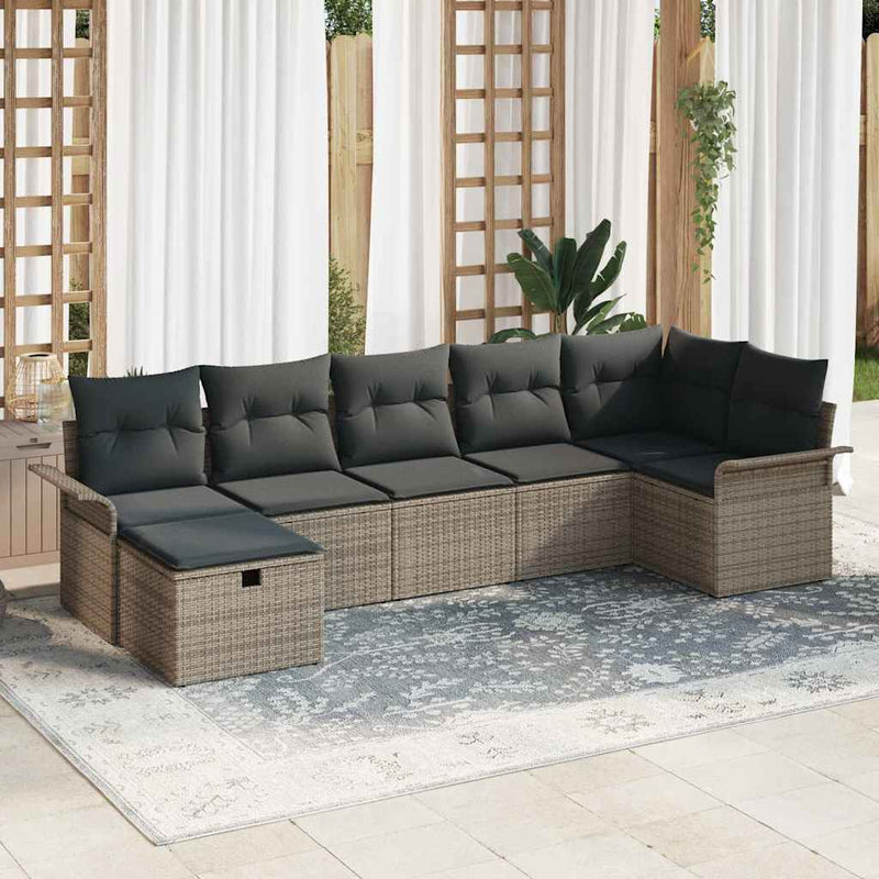 Set de canapele pentru grădină 7 buc. Rattan poli