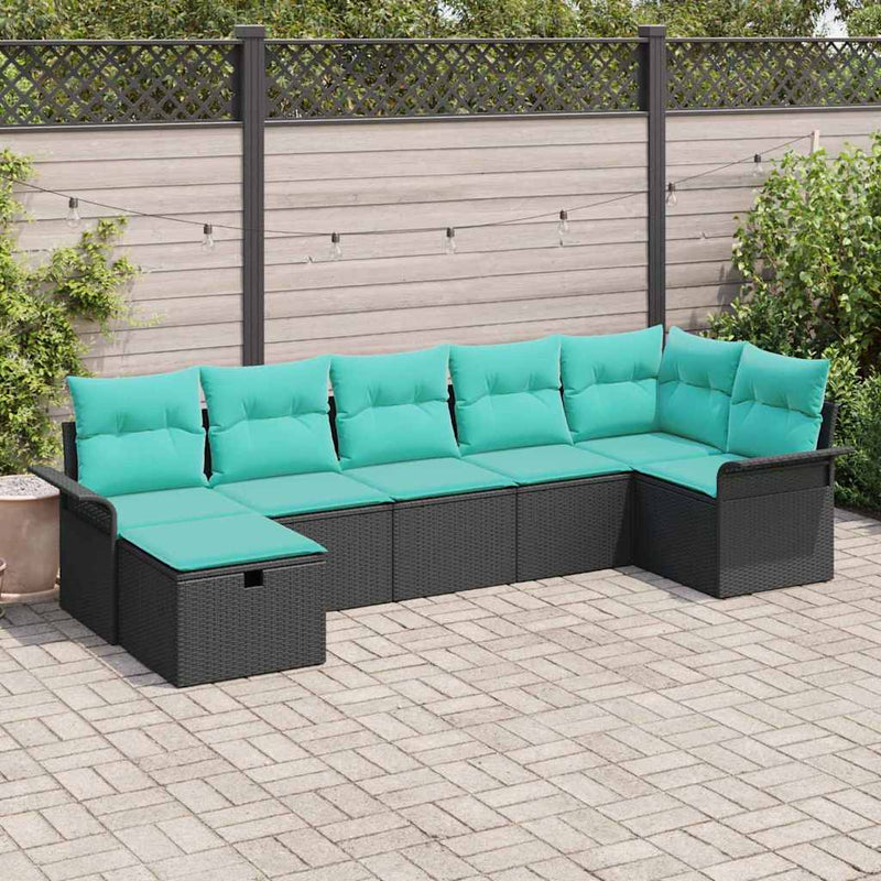 Set de canapele pentru grădină 7 buc. Rattan poli