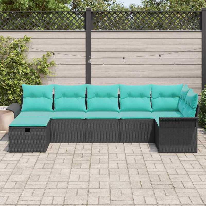 Set de canapele pentru grădină 7 buc. Rattan poli