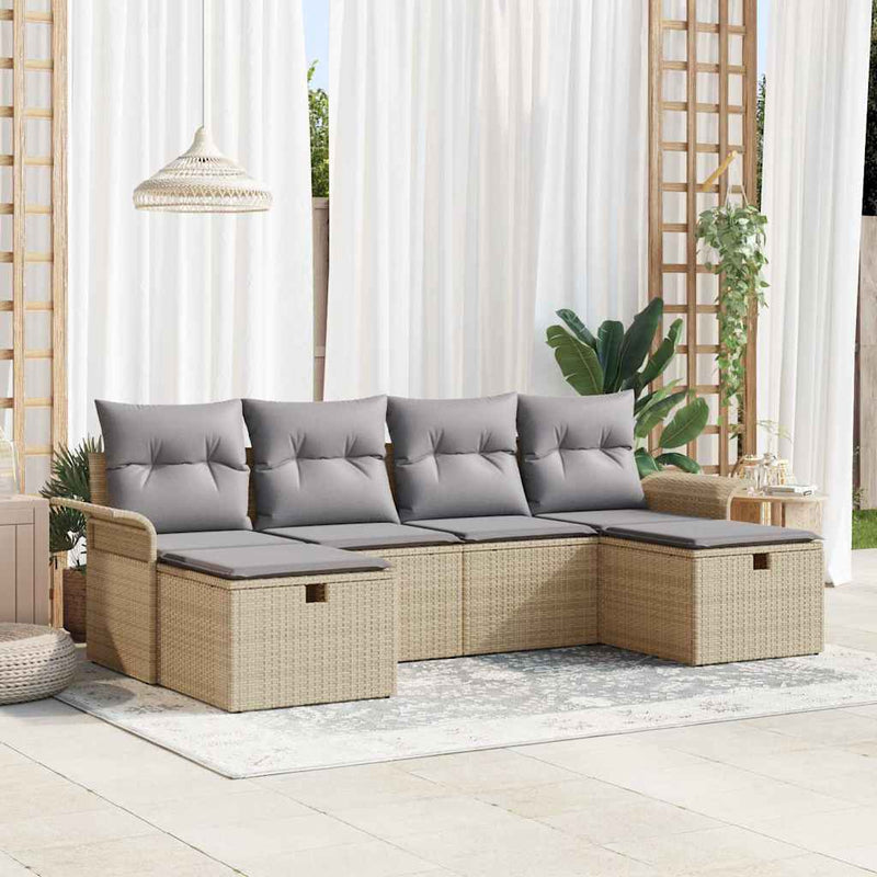 Set de canapele pentru grădină 6 buc. Rattan poli