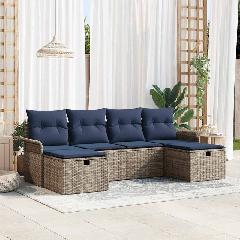 Set de canapele pentru grădină 6 buc. Rattan poli