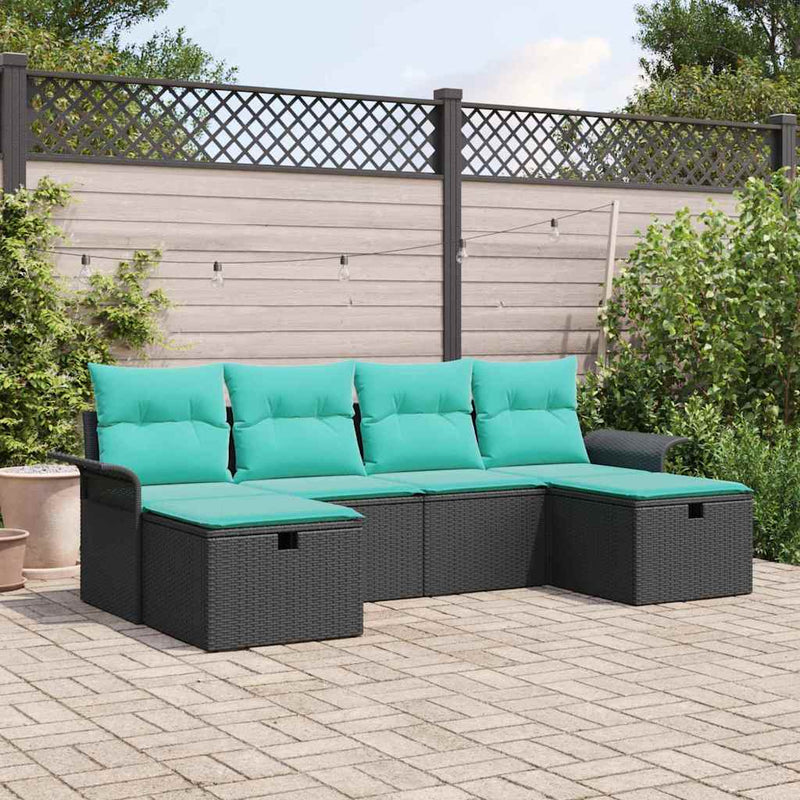 Set de canapele pentru grădină 6 buc. Rattan poli