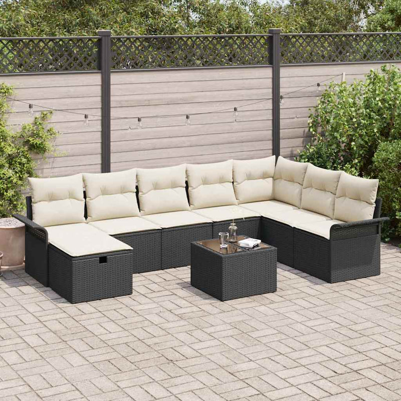 Set de canapele pentru grădină 9 buc. Rattan poli