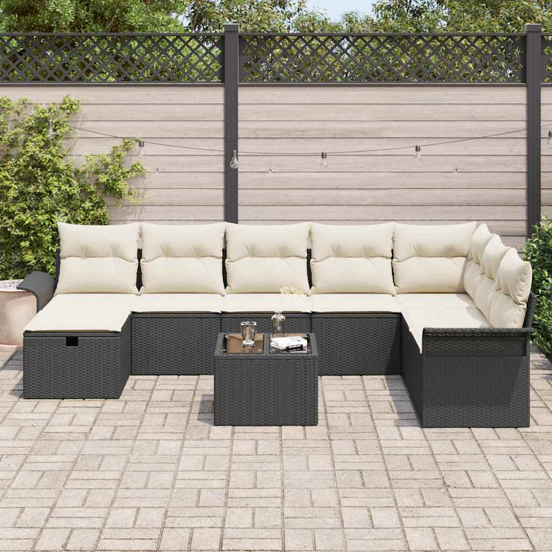 Set de canapele pentru grădină 9 buc. Rattan poli