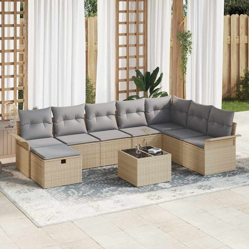 Set de canapele pentru grădină 9 buc. Rattan poli