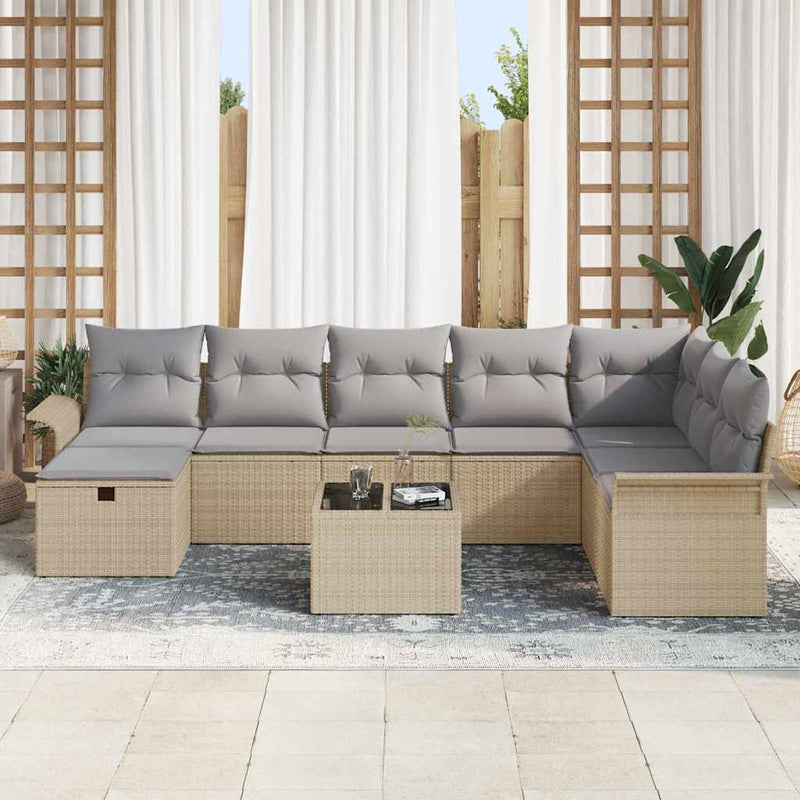 Set de canapele pentru grădină 9 buc. Rattan poli