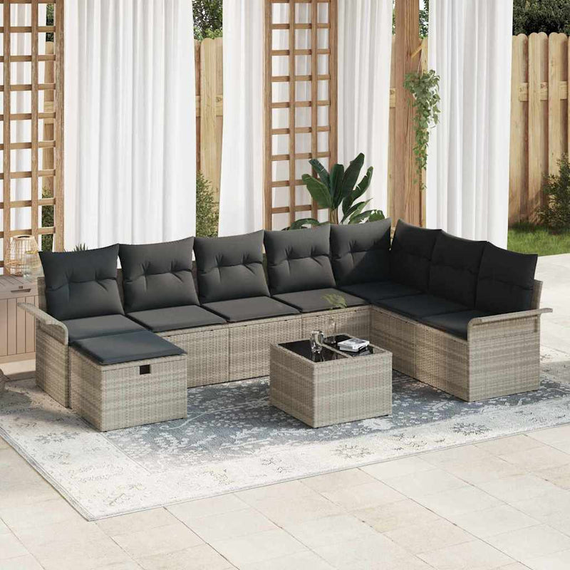 Set de canapele pentru grădină 9 buc. Rattan poli