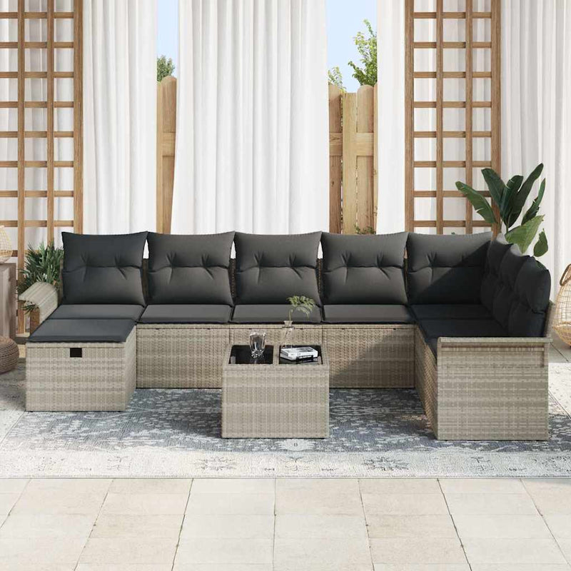 Set de canapele pentru grădină 9 buc. Rattan poli