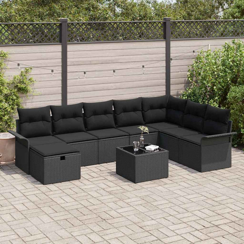 Set de canapele pentru grădină 9 buc. Rattan poli