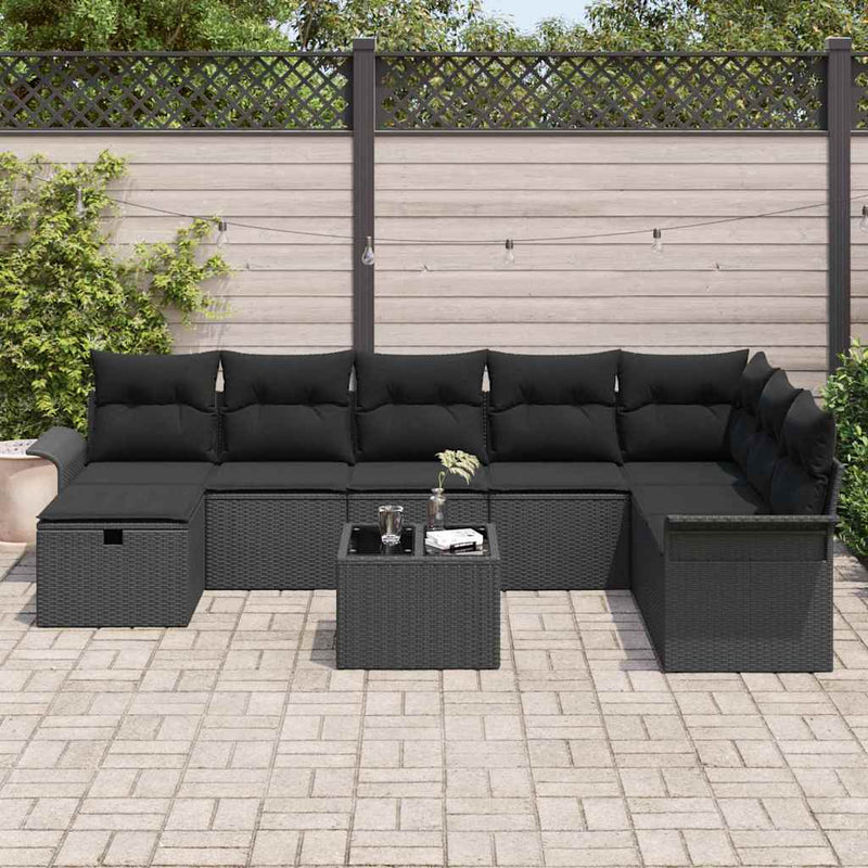 Set de canapele pentru grădină 9 buc. Rattan poli