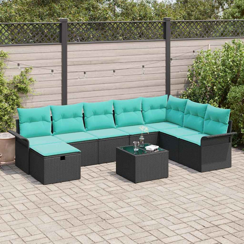 Set de canapele pentru grădină 9 buc. Rattan poli