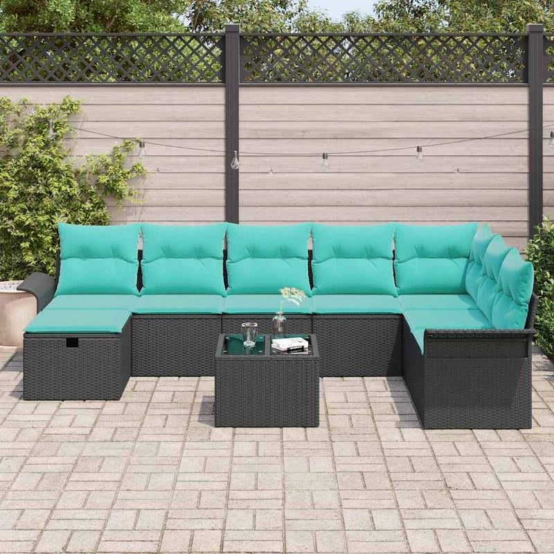 Set de canapele pentru grădină 9 buc. Rattan poli