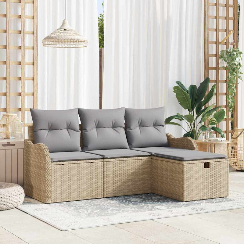 Set de canapele pentru grădină 4 buc. Rattan poli