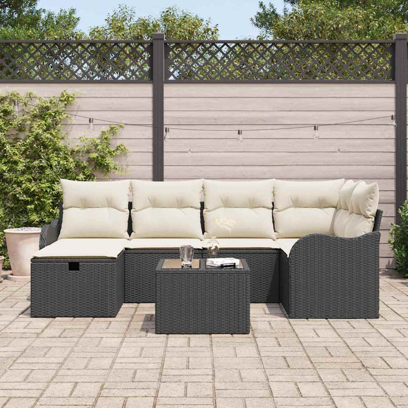 Set de canapele pentru grădină 7 buc. Rattan poli