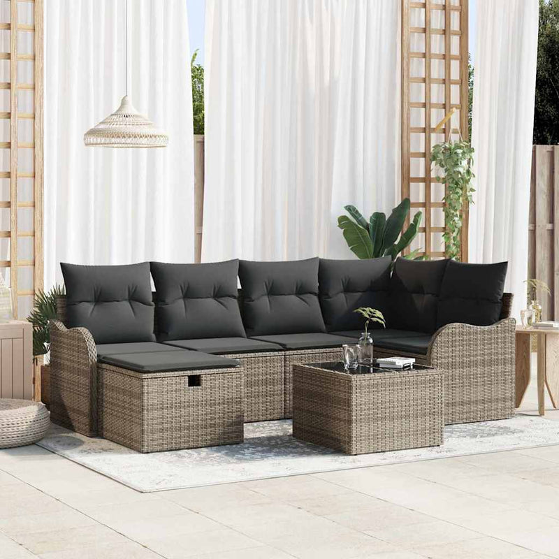 Set de canapele pentru grădină 7 buc. Rattan poli