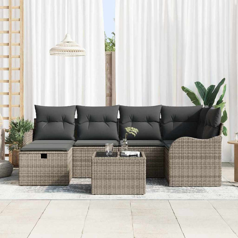 Set de canapele pentru grădină 7 buc. Rattan poli