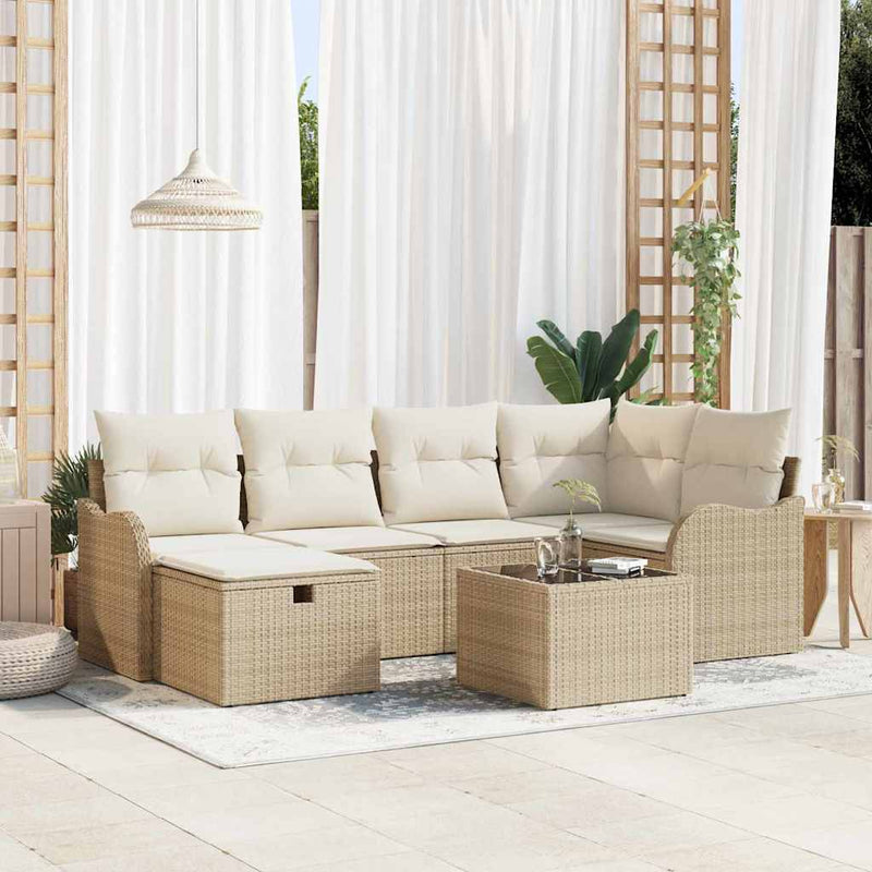 Set de canapele pentru grădină 7 buc. Rattan poli