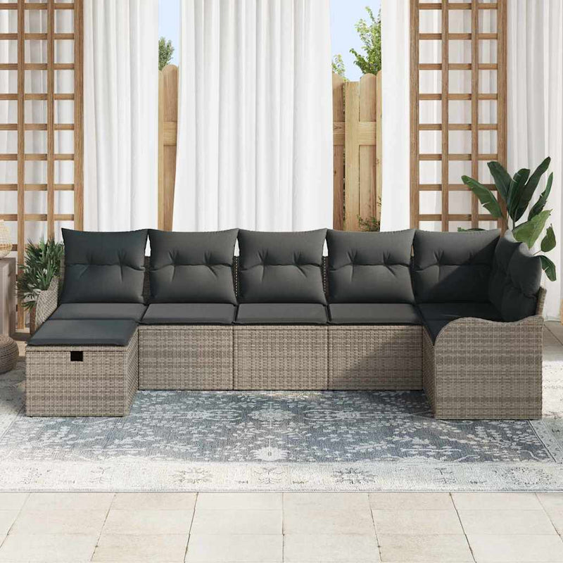 Set de canapele pentru grădină 7 buc. Rattan poli