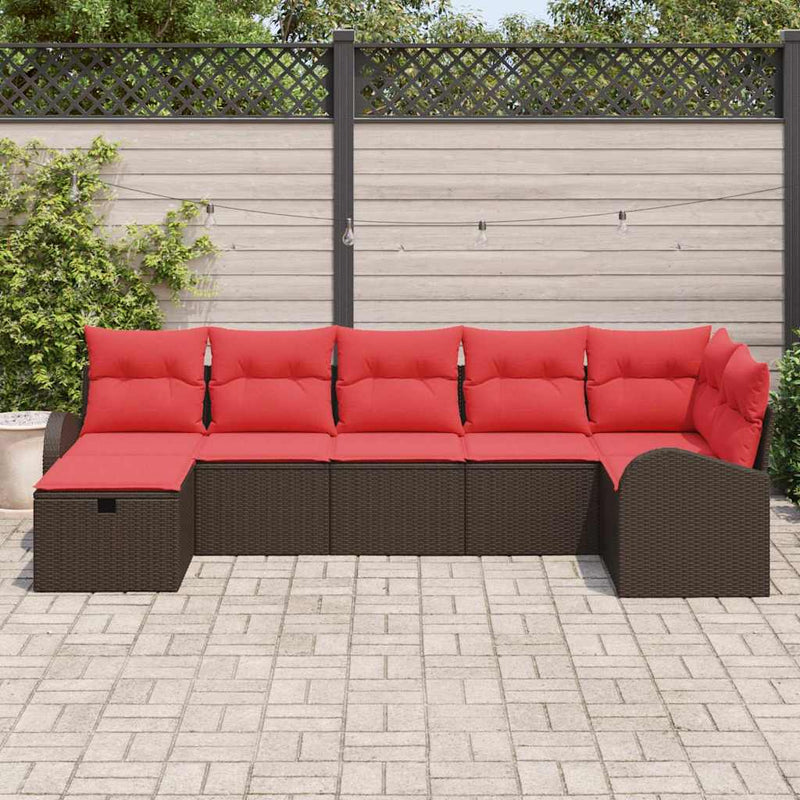 Set de canapele pentru grădină 7 buc. Maro poliratan