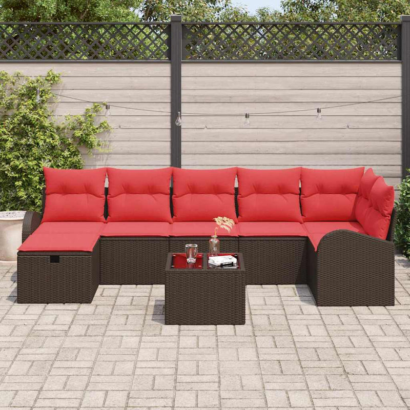 Set de canapele pentru grădină 8 buc. Maro poliratan