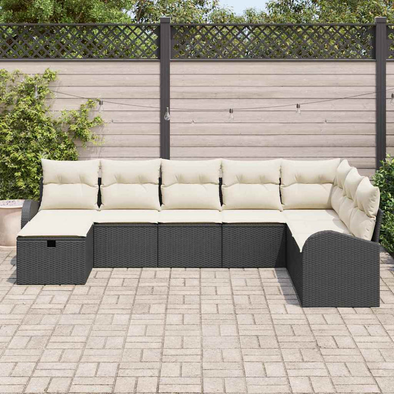 Set de canapele pentru grădină 8 buc. Negru poliratan