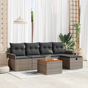 Set de canapele pentru grădină 6 buc. Gri Rattan poli